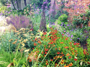 Plant away garden with orange flowers